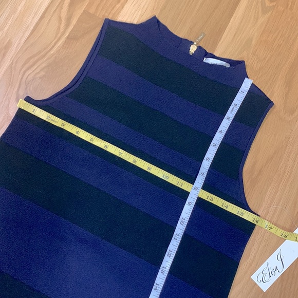 ELIZA J Color Blocking stripes high neck sleeveless exposed gold zip back size 4 - Picture 8 of 11